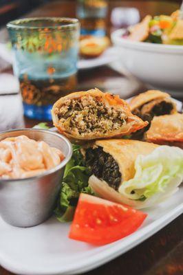 Spinach and meat sambusas.  A definite crowd pleaser!