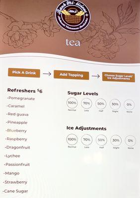 Tea menu