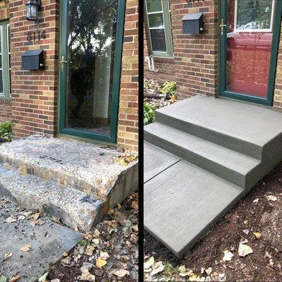 Concrete steps repair before and after