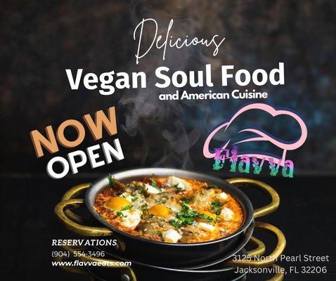 Dine-in for delicious vegan soul food and American cuisine. Now Open visit 3125 North Pearl Street Jacksonville, FL 32206 for a devine meal.