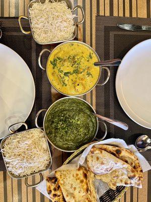 Punjabi Kadi Pakora, Palak Paneer, Plain Naan