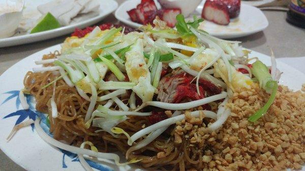 Pho Stirfry. Has pork belly, egg, peanuts, lime. If you like pad thai, you will like this!