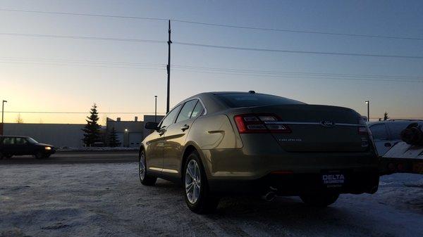 A finished customer vehicle in the front lot