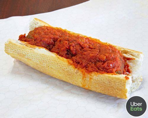 Meatball Sandwich Covered in Red Sauce!