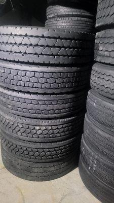 Stacks of used commercial tires