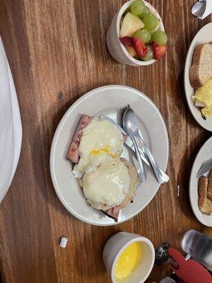 The egg muffin sandwich with a Fruit Cup