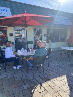 It is so nice to eat outside on main ave in lake placid good South American food