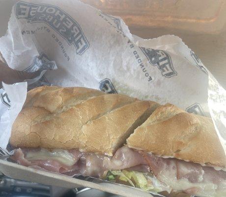 Firehouse ham & cheese sub, hot and juicy ...