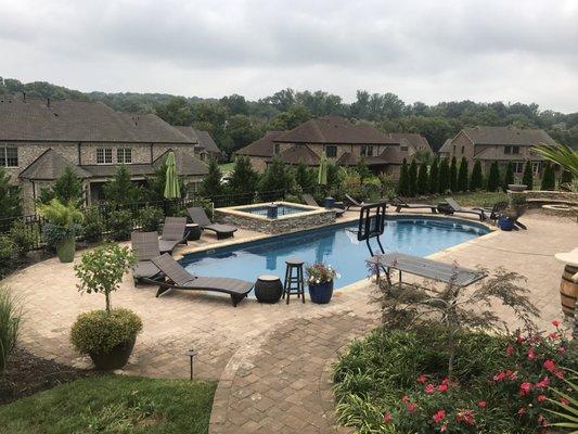 Fiberglass Pool with Spa and Fire Pit