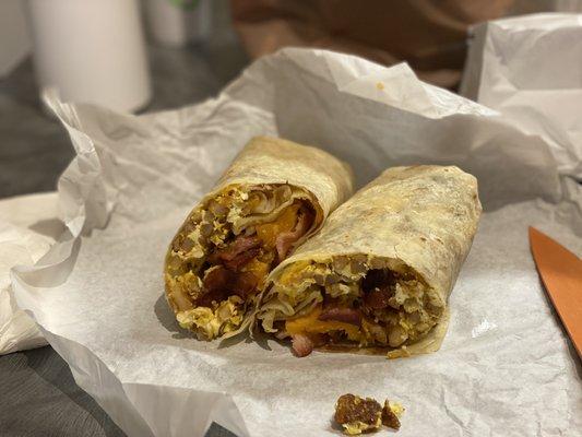 Bacon breakfast burrito