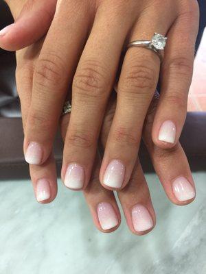 Ombré pink & white nails