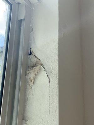 Drywall damage that they eventually agreed to fix