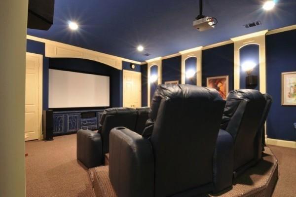 Media room with projector and screen