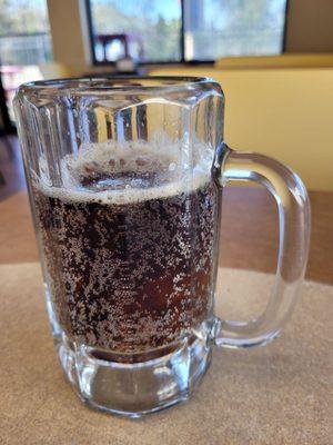 Root beer in a chilled mug