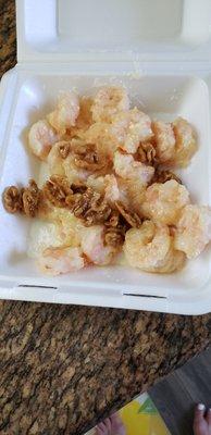 Not sure if there's breading on the shrimp or not but they are nasty