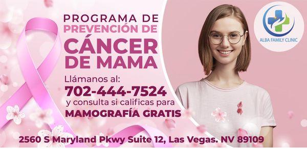 Llámanos para hacer hoy tu mamografia gratis!