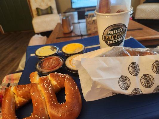 Pretzels and dipping sauces