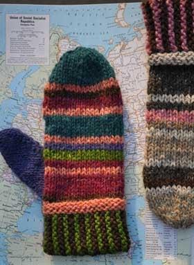 Handshake Mittens in Peace Fleece