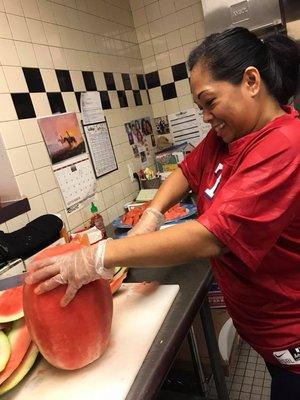 Ms. Mae provides fresh and healthy food and snacks in our kitchen.