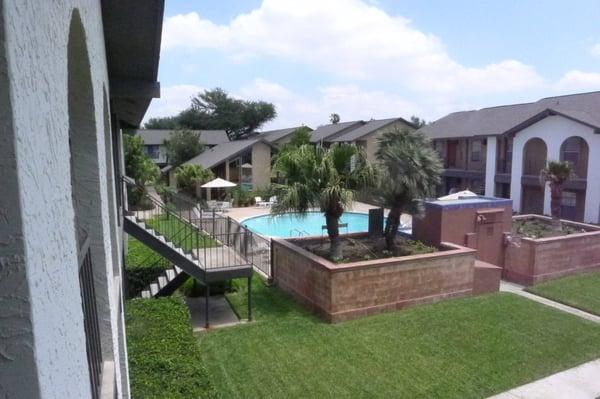 Pool with waterfall