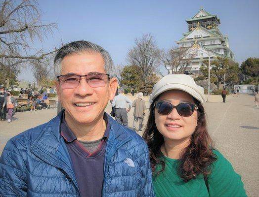 Osaka Castle in the background.