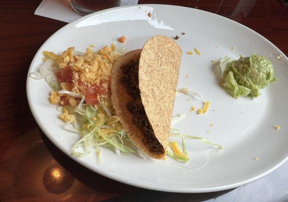 Crispy beef taco and guacamole