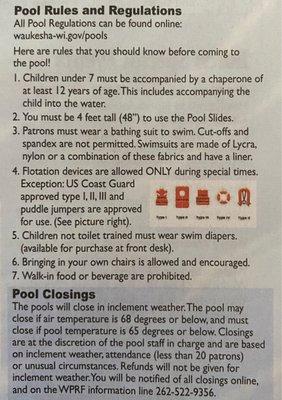 Pool Rules (WPRF Summer 2022 Pamphlet)