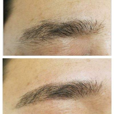 Man's eyebrow waxing