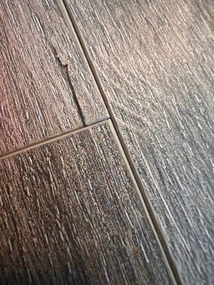 Cracked vinyl floor