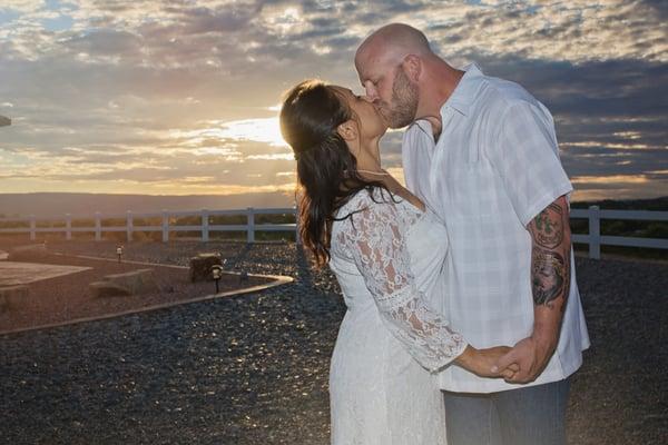 "You may kiss the Bride!"
~Sunset on the overlook at High Country Orchards 9/22/14