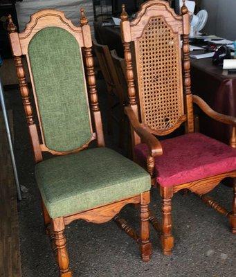 Before & After Reupolstered Kitchen Chairs