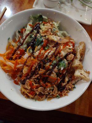 Tofu vermicelli bowl, I added some sauces on top.