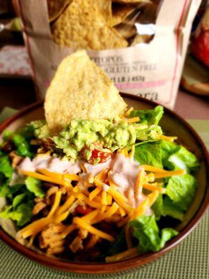 Fresh El Milagro Tortilla chips with homemade taco salad.