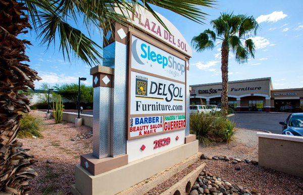 Conveniently located in Phoenix on 32nd Street just South of Thomas Rd. Del Sol Furniture showroom and our Sleep Shop Mattress store.