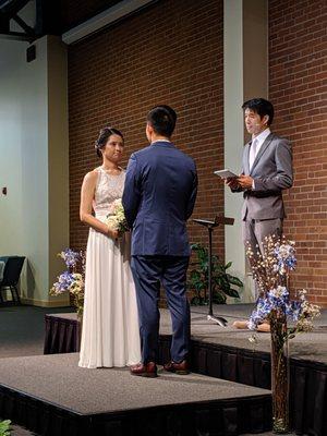 Wedding ceremony inside the Vine campus sanctuary.