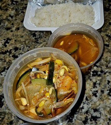 Spicy Seafood soup and rice.