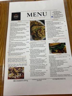 Menu side 2