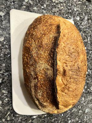 large farmhouse bread loaf.  Can you just see the crispy crust?