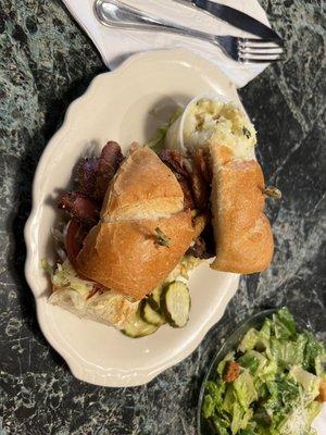 1/2 Lb Ranch Burger on a Hoagie Roll, with Potato Salad