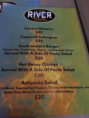 Limited menu during waterfire NOT posted on website