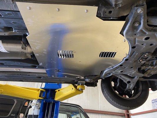 Toyota Prius catalytic converter shield to prevent theft.