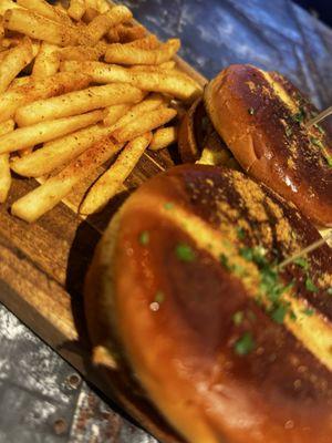 Beef Bun Kabab with Fries