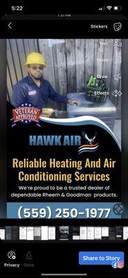 Hawk air technician working on a condenser