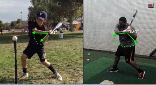 Bat Drag on young hitter compared to proper elbows apart