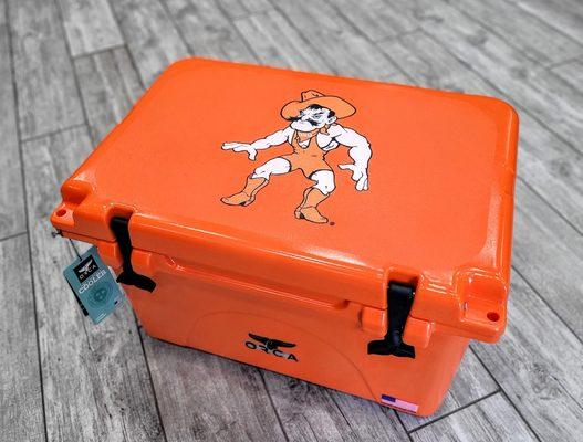 Direct imprint on hard cooler for OSU Wrestling