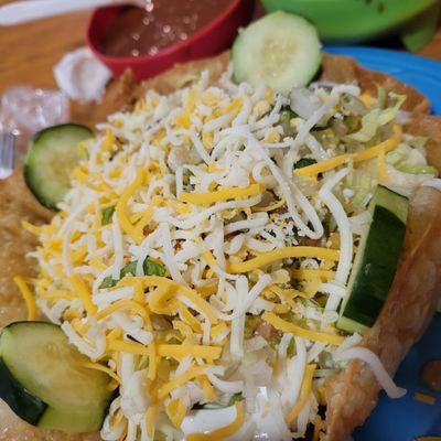 Taco salad, crunchy hot crisp lettuce