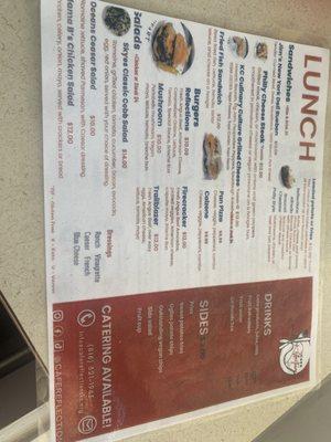 Lunch menu