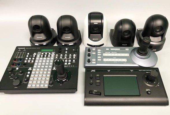 Panasonic PTZ cameras and controller.