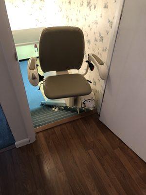 Stairlift turned and locks into place