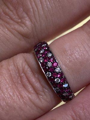 She loved her new ruby ring.